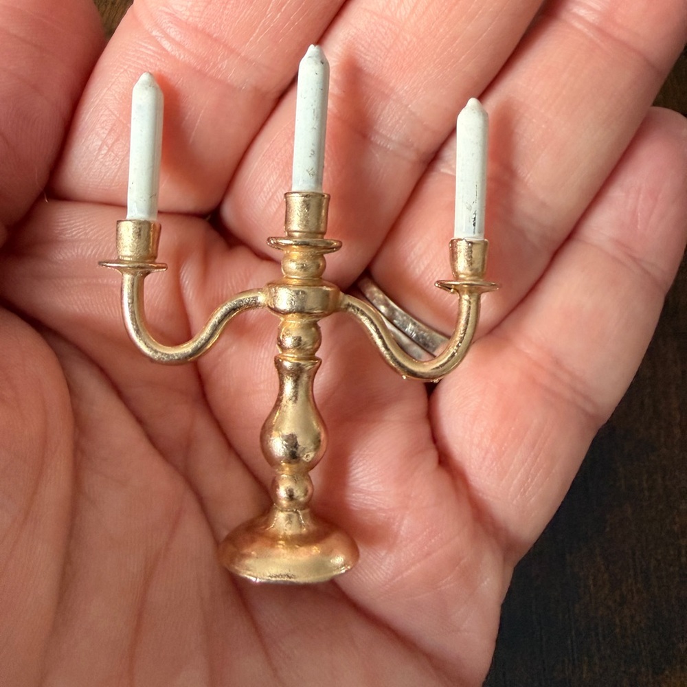 It’s a Brooch!! Miniature Golden Candelabra brooch!!!